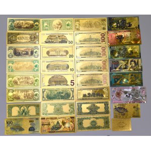 Set of gold-plated banknotes