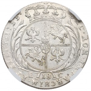 Saxony, Friedrich August II, 18 groschen 1755 - NGC MS61