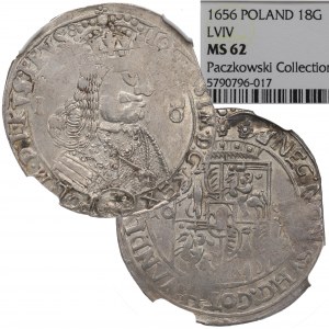 John II Casimir, 18 groschen 1656, Lviv - NGC MS62