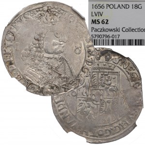 Jan II Kazimír, Ort 1656, Lvov - ex Pączkowski NGC MS62