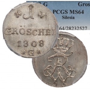 Śląsk, 1 groschel 1808 G, Kłodzko - PCGS MS64