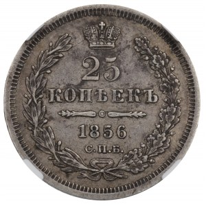 Rusko, Alexander II, 25 kopejok 1856 ФБ - NGC AU Podrobnosti