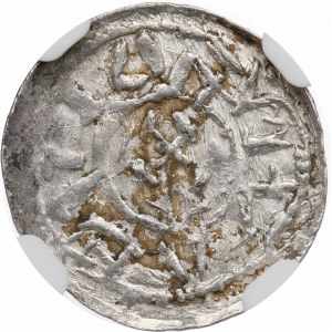 Boleslav III. križevacký, denár, Krakov - knieža a biskup - NGC MS62