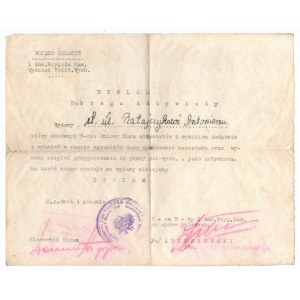 People's Republic of Poland, Diploma of a good activist 1st Independent Cavalry Brigade 1944