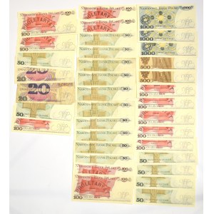 PRL, Zestaw banknotów 10-1000 złotych (35 egzemplarzy)