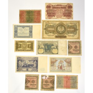 Polska, II RP, zestaw banknotów