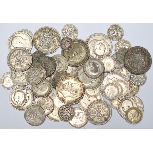 Wielka Brytania, Zbiór ciekawych srebrnych monet (345g)