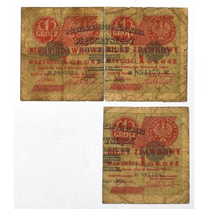 II RP, sada 3 x 1 cent 1924