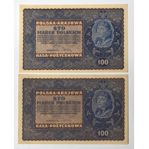 II RP, Set of 2 x 100 Polish marks 1919