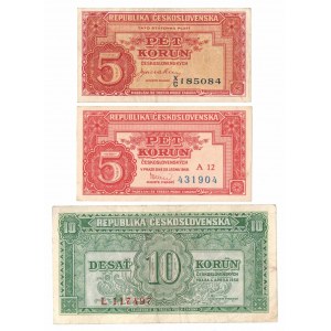 Československo, sada 5, 10 korun 1949-1950