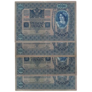 Rakúsko, sada 1000 korún 1902 (4 ks)