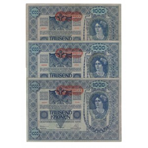 Austria, zestaw 1000 koron 1902 (3 szt)