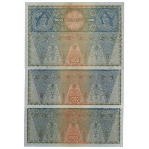 Austria, zestaw 1000 koron 1902 (3 szt)