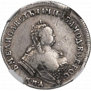 Rusko, Alžběta, půlpenny 1747 - NGC VF Podrobnosti