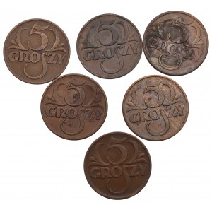 Second Republic, Set of 5 pennies 1937-39