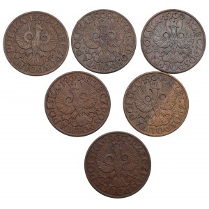 Second Republic, Set of 5 pennies 1937-39
