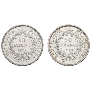 Francúzsko, sada 10 frankov 1968-70