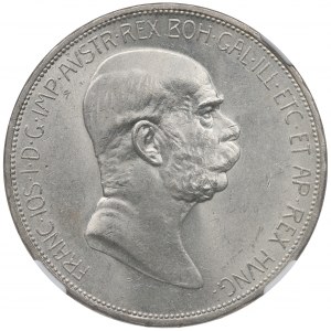 Rakúsko, František Jozef, 5 korún 1908 - 60. výročie vlády NGC MS62