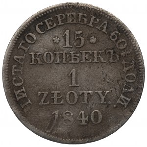 Poland under Russia, Nicholas I, 15 kopecks=1 zloty 1840