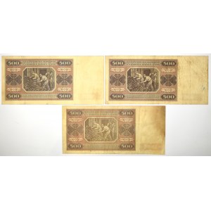 People's Republic of Poland, 500 gold 1948 set of 3 pieces (various series)