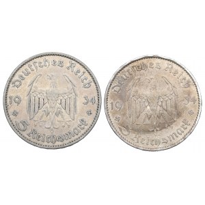 Germany, Third Reich, Set of 5 marks 1934