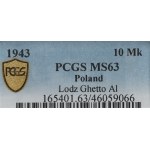Lodžské geto, 10 známok 1943 - PCGS MS63