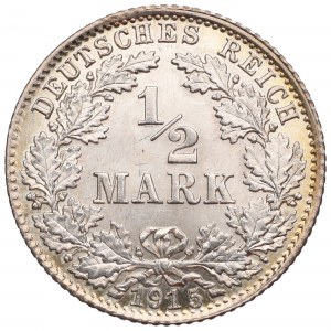 Německo, 1/2 značky 1915 D, Mnichov