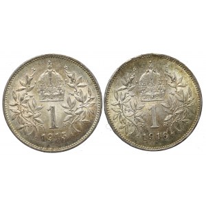 Rakousko-Uhersko, 1 koruna 1915 a 1916 (2 kopie)