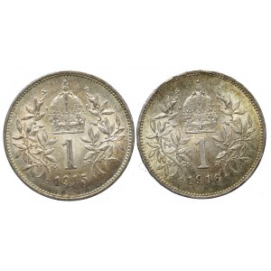 Rakúsko-Uhorsko, 1 koruna 1915 a 1916 (2 kópie)
