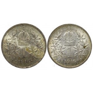 Austria, 1 corona 1916 (2 pcs)