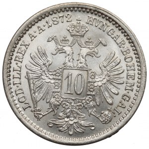 Rakúsko-Uhorsko, František Jozef, 10 krajcars 1872 - fenomenálne !