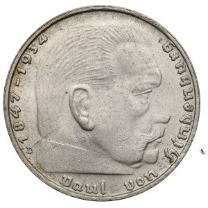 Nemecko, Tretia ríša, 2 marky 1939 D Hindenbrug - dvojitá raznica
