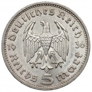 Germany, 5 mark 1936 E Hindenburg - Double die - rare !