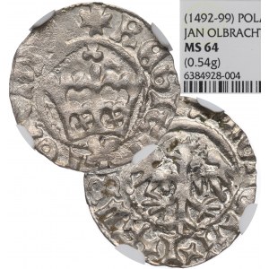 Jan Olbracht, Halber Pfennig ohne Datum Kraków - NGC MS64 / OKAZOWY