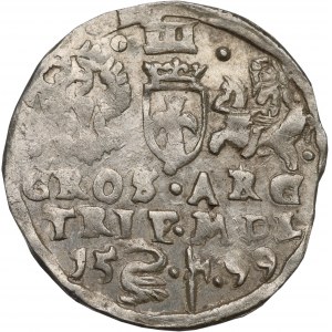 Sigismund III Vasa, Trojak 1599, Vilnius - Schwan und Hakenwappen - RARE