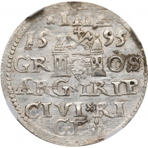 Sigismund III. Vasa, Trojak 1595, Riga - NGC MS63