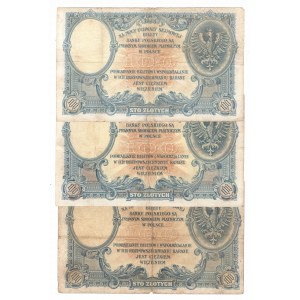 II RP, Zestaw 100 złotych 1919 (3 sztuki)