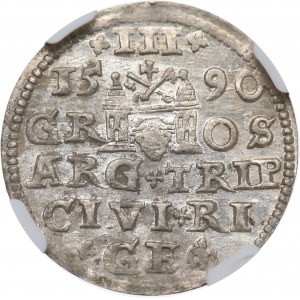 Sigismund III. Vasa, Trojak 1590, Riga - NGC MS63