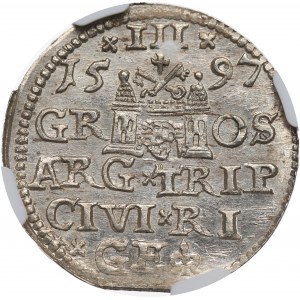 Žigmund III Vasa, Trojak 1597, Riga - NGC MS62