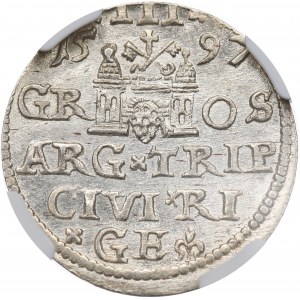 Žigmund III Vasa, Trojak 1597, Riga - NGC MS63