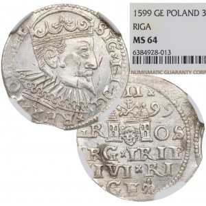 Žigmund III Vasa, Trojak 1599, Riga - NGC MS64