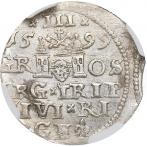 Zikmund III Vasa, Trojak 1599, Riga - NGC MS64