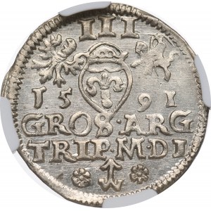 Sigismund III. Vasa, Trojak 1591, Vilnius - NGC MS63