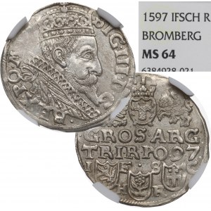 Sigismund III. Vasa, Trojak 1597, Bydgoszcz - MGC MS64