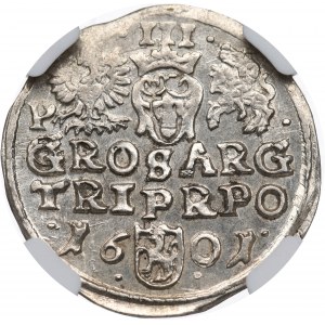 Zikmund III Vasa, Trojak 1601, Poznaň - NGC MS62