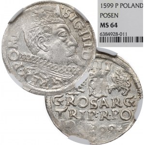 Zygmunt III Waza, Trojak 1599, Poznań - NGC MS64