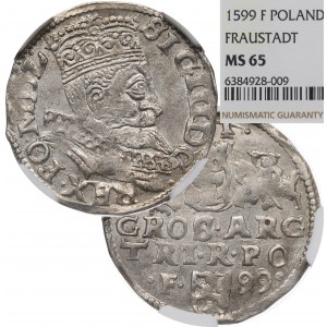 Žigmund III Vaza, Trojak 1599, Wschowa - užšie poprsie - NGC MS65