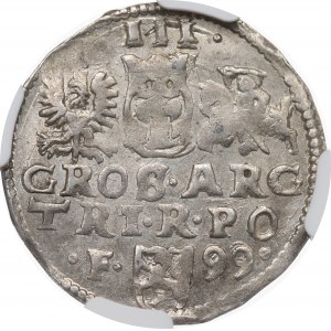 Sigismund III. Wasa, Trojak 1599, Wschowa - schmalere Büste - NGC MS65