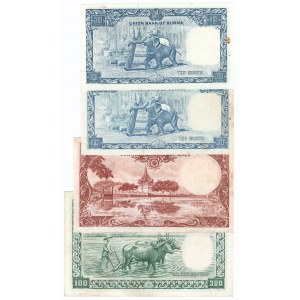 Birma, Zestaw czterech banknotów 10 - 100 Kyats