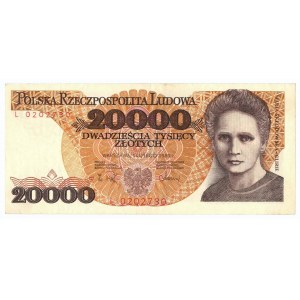 People's Republic of Poland, 20,000 zloty 1989 L